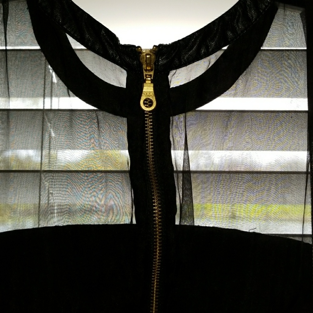 Shakuhachi Leather Mesh Dress NEW - Picture 3 of 6